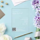 Elegante witte namen calligrafie Qr code bruiloft Acryl Uitnodigingen (Insitu (Huwelijk))