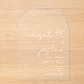 Elegante witte namen kalligrafie moderne bruiloft acryl uitnodigingen (Voorkant)