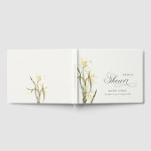 Elegante witte narcis waterverf bruidsdouche gastenboek (Volledig)