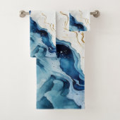 ELEGANTE WITTE NAVY BLAUW ZEE BADHANDDOEK SET BAD HANDDOEK (Insitu)