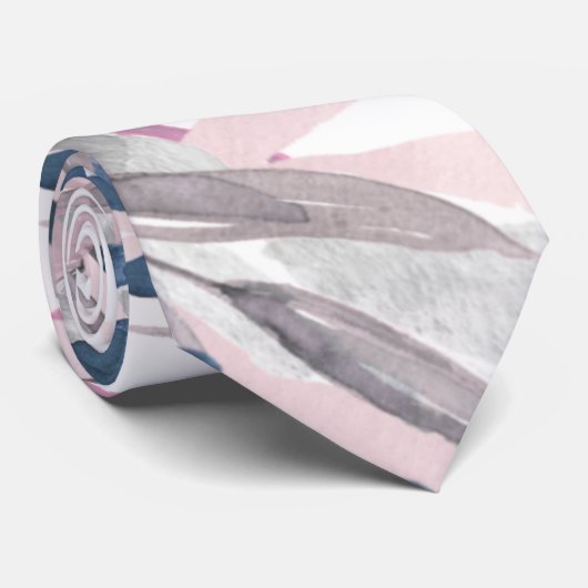 Elegante Witte Navy Blush Bruiloft Stropdas (Opgerold)