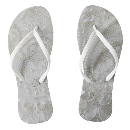 elegante witte neushoornparelkeelas teenslippers (Voetbed)