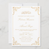 Elegante witte Nikah islamitische moslim bruiloft Kaart (Voorkant)