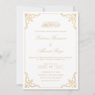 Elegante witte Nikah islamitische moslim bruiloft Kaart