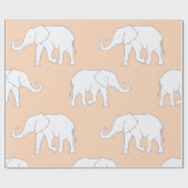 Elegante witte olifantpatroon op zachte pastel cadeaupapier (Vlak)