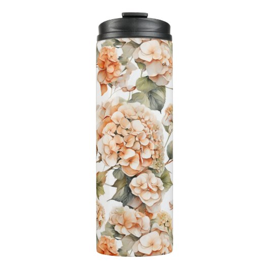 Elegante witte oranje boho waterverf bloemen thermosbeker (Voorkant)