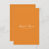 Elegante Witte & Oranje Bruidsdouche Uitnodiging (Voorkant / Achterkant)