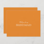 Elegante Witte & Oranje bruidsmeisje voorstel Kaar Save The Date (Voorkant / Achterkant)