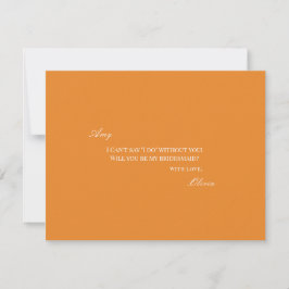 Elegante Witte & Oranje bruidsmeisje voorstel Kaar Save The Date