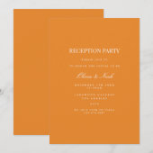 Elegante witte & Oranje receptie Invitation Kaart (Voorkant / Achterkant)