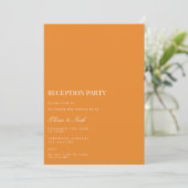 Elegante witte & Oranje receptie Invitation Kaart (Staand voorkant)