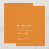 Elegante witte & Oranje receptie Invitation Kaart (Voorkant / Achterkant)