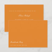 Elegante witte & Oranje vrijgezellenfeest Kaart (Voorkant / Achterkant)