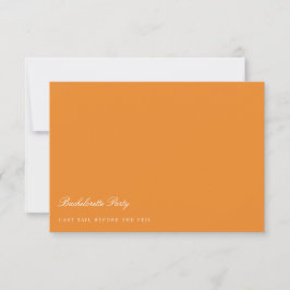 Elegante witte & Oranje vrijgezellenfeest Kaart