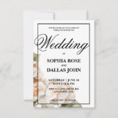 Elegante witte oranje waterverf bloemenbruiloft kaart (Voorkant)