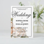 Elegante witte oranje waterverf bloemenbruiloft kaart (Staand voorkant)