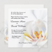 Elegante witte orchidee aangepaste bruiloft uitnod kaart (Voorkant / Achterkant)