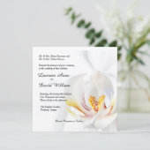 Elegante witte orchidee aangepaste bruiloft uitnod kaart (Staand voorkant)