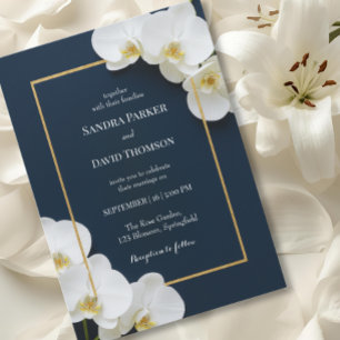 Elegante witte orchidee bloeit bruiloft kaart