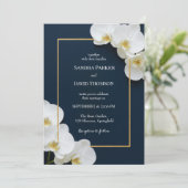 Elegante witte orchidee bloeit bruiloft kaart (Staand voorkant)