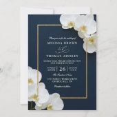 elegante witte orchidee bloeit chic QR-code-huweli Kaart (Voorkant)