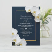elegante witte orchidee bloeit chic QR-code-huweli Kaart (Staand voorkant)