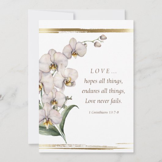 Elegante witte orchidee bloemenbruiloft Christelij Kaart (Achterkant)