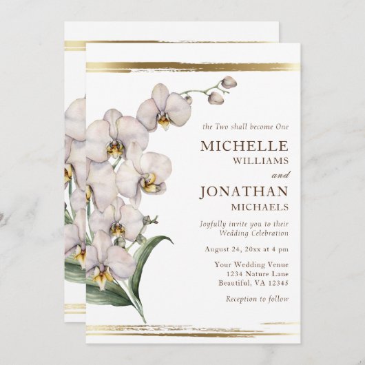 Elegante witte orchidee bloemenbruiloft Christelij Kaart (Voorkant / Achterkant)