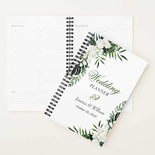 Elegante witte orchidee Bohemian bloemenbruiloft Planner (Display)