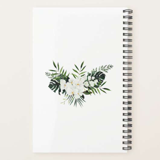 Elegante witte orchidee Bohemian bloemenbruiloft Planner (Achterkant)