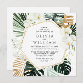 Elegante Witte Orchidee Bohemian Groene Huwelijk Kaart (Voorkant / Achterkant)