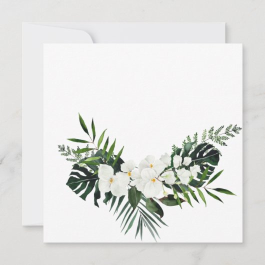Elegante Witte Orchidee Bohemian Groene Huwelijk Kaart (Achterkant)