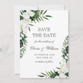 Elegante Witte Orchidee Bohemian Groene Huwelijk Save The Date (Voorkant)