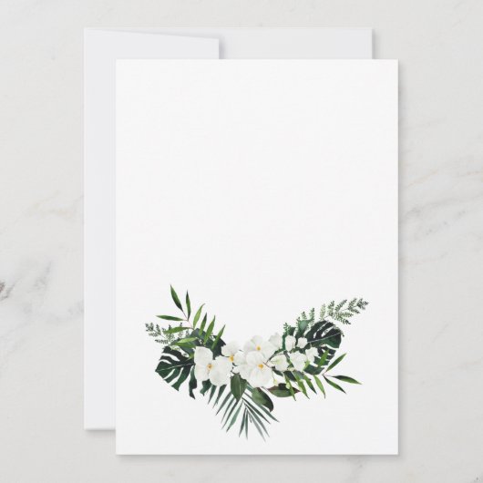 Elegante Witte Orchidee Bohemian Groene Huwelijk Save The Date (Achterkant)