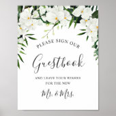 Elegante Witte Orchidee Bohemian Schrijf Ons Gastb Poster (Voorkant)