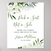 Elegante witte orchidee boho bruiloftsceremonie st poster (Voorkant)