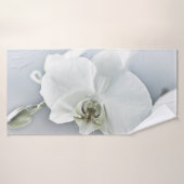 Elegante Witte Orchidee Botanische Kunst Badhanddoek (Badhanddoek)