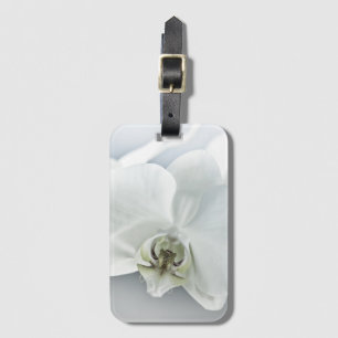 Elegante Witte Orchidee Botanische Kunst Bagagelabel