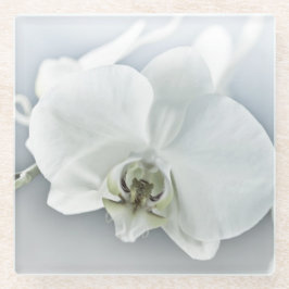 Elegante Witte Orchidee Botanische Kunst Glazen Onderzetter