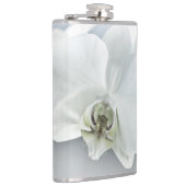 Elegante Witte Orchidee Botanische Kunst Heupfles (Rechts)