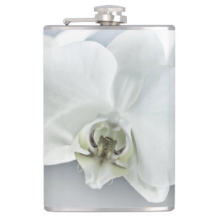Elegante Witte Orchidee Botanische Kunst Heupfles
