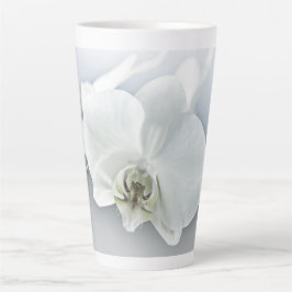 Elegante Witte Orchidee Botanische Kunst Latte Mok