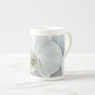 Elegante Witte Orchidee Botanische Kunst Porselein Kop
