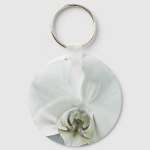 Elegante Witte Orchidee Botanische Kunst Sleutelhanger