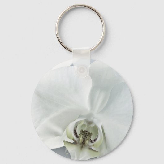 Elegante Witte Orchidee Botanische Kunst Sleutelhanger (Voorkant)