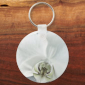 Elegante Witte Orchidee Botanische Kunst Sleutelhanger (Voorkant)