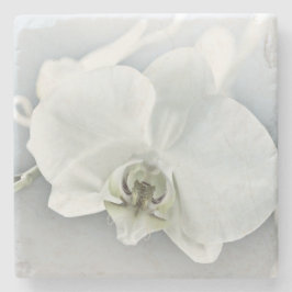 Elegante Witte Orchidee Botanische Kunst Stenen Onderzetter