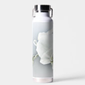 Elegante Witte Orchidee Botanische Kunst Waterfles (Voorkant)