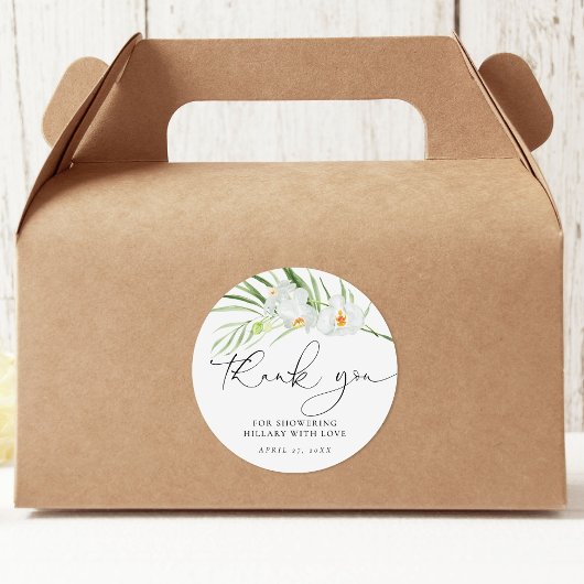 Elegante witte orchidee bruidsbegeleiding ronde sticker