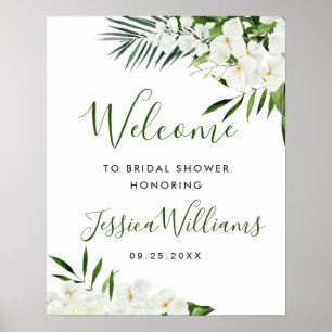 Elegante witte orchidee BRUIDSSCHMAUS Welkomstbord Poster